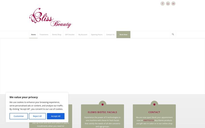 Ekraanipilt saidist blissbeauty.ie