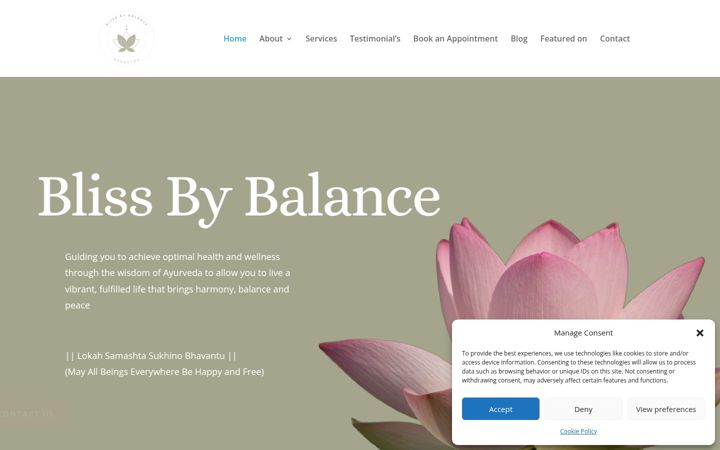 Ekraanipilt saidist blissbybalance.com
