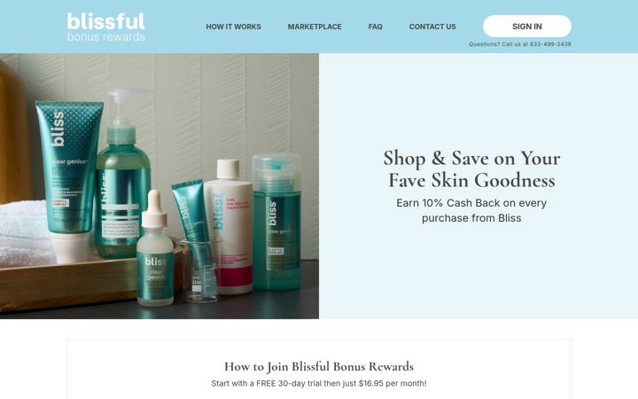 Képernyőkép: blissfulbonusrewards.com