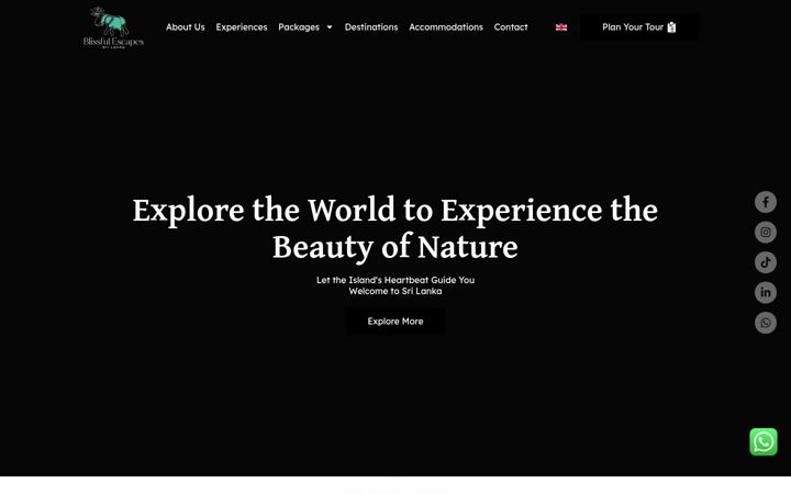 Snímek obrazovky blissfulescapessl.com