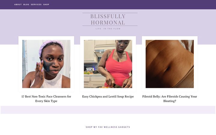 Ekrano kopija blissfullyhormonal.com