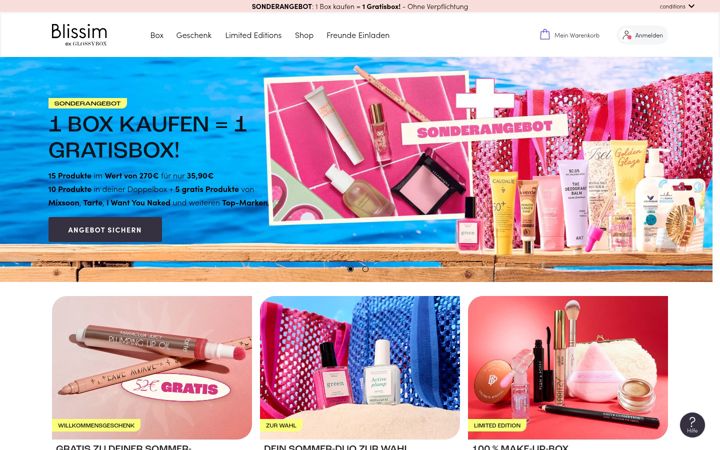 Screenshot of blissim.de