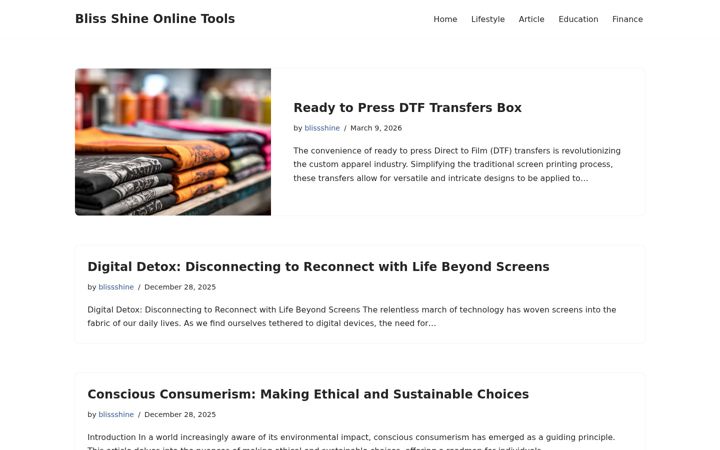 Screenshot of blissshine.com