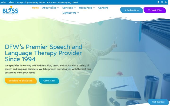 Screenshot of blissspeech.com