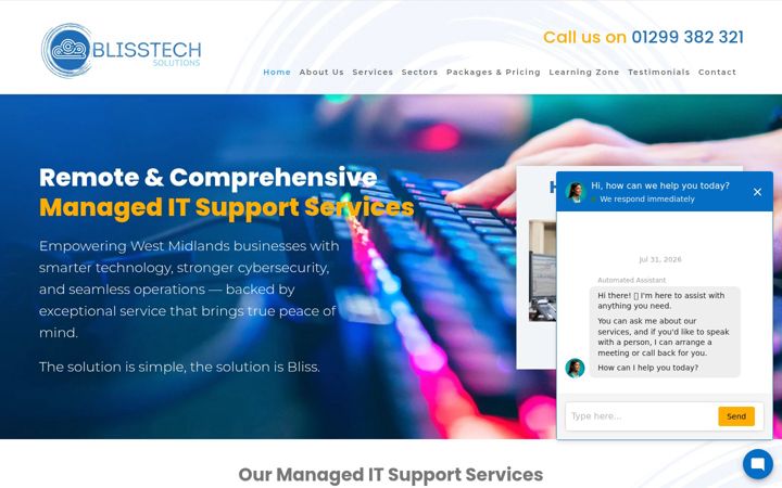 Screenshot van blisstech.co.uk