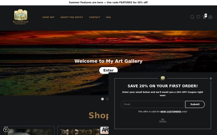 Screenshot of blisswildphotography.com