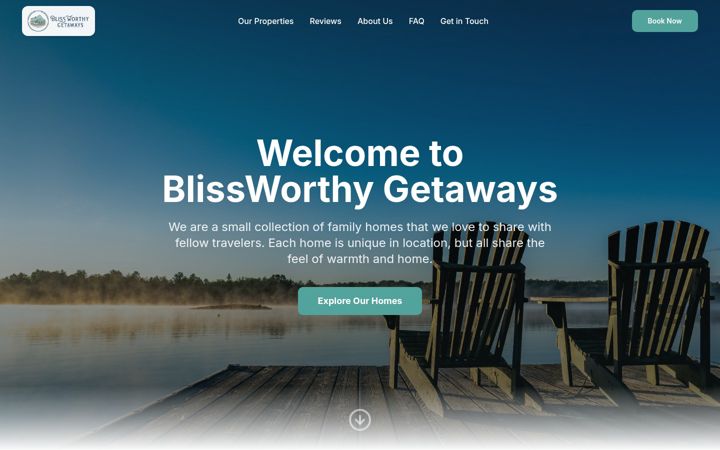 Screenshot of blissworthygetaways.com