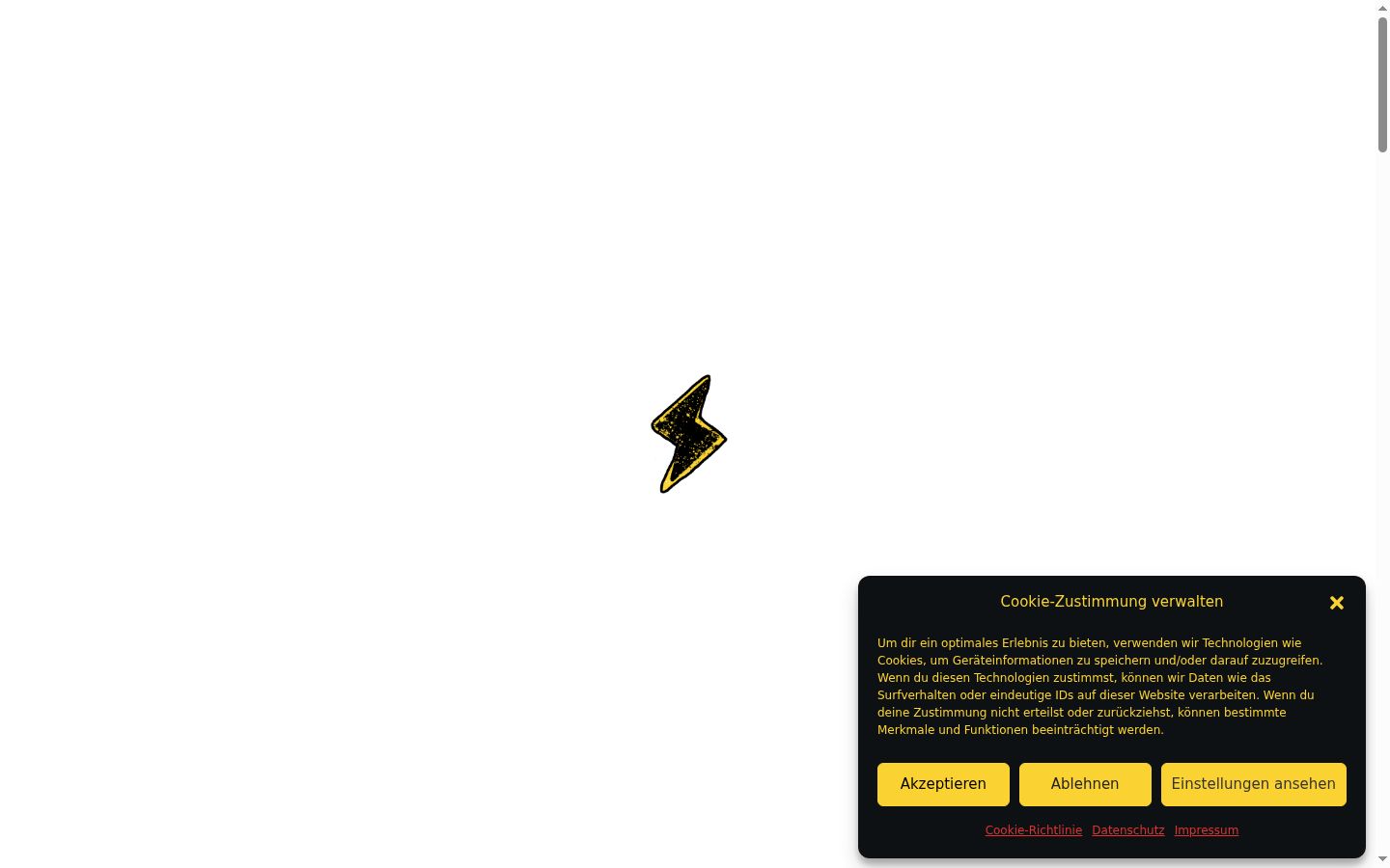 Screenshot des Einwilligungsbanners vor jeglicher Interaktion