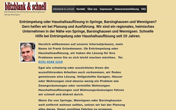 Ekraanipilt saidist blitzblank-entruempelung.de