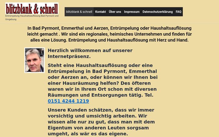 Screenshot of blitzblank-haushaltsaufloesung.de