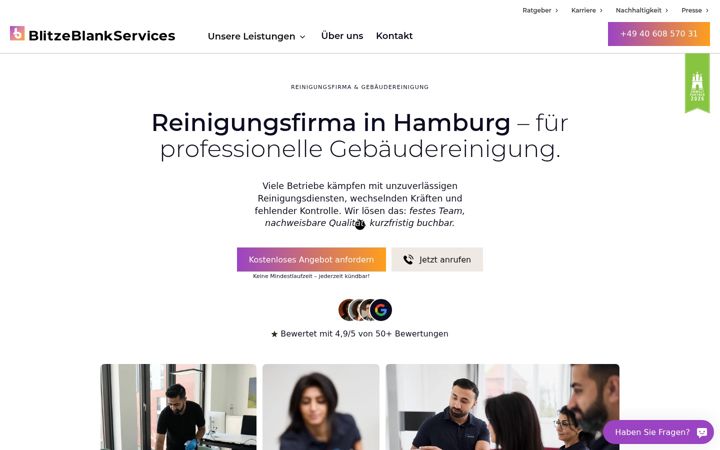 Screenshot of blitzeblankservices.de