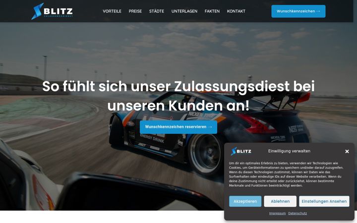Screenshot of blitzzulassungsdienst.de
