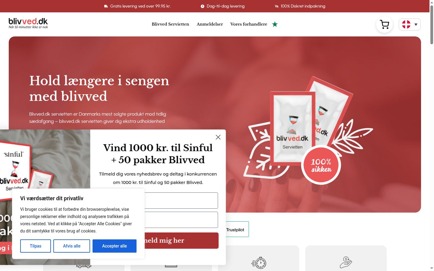 Screenshot des Einwilligungsbanners vor jeglicher Interaktion