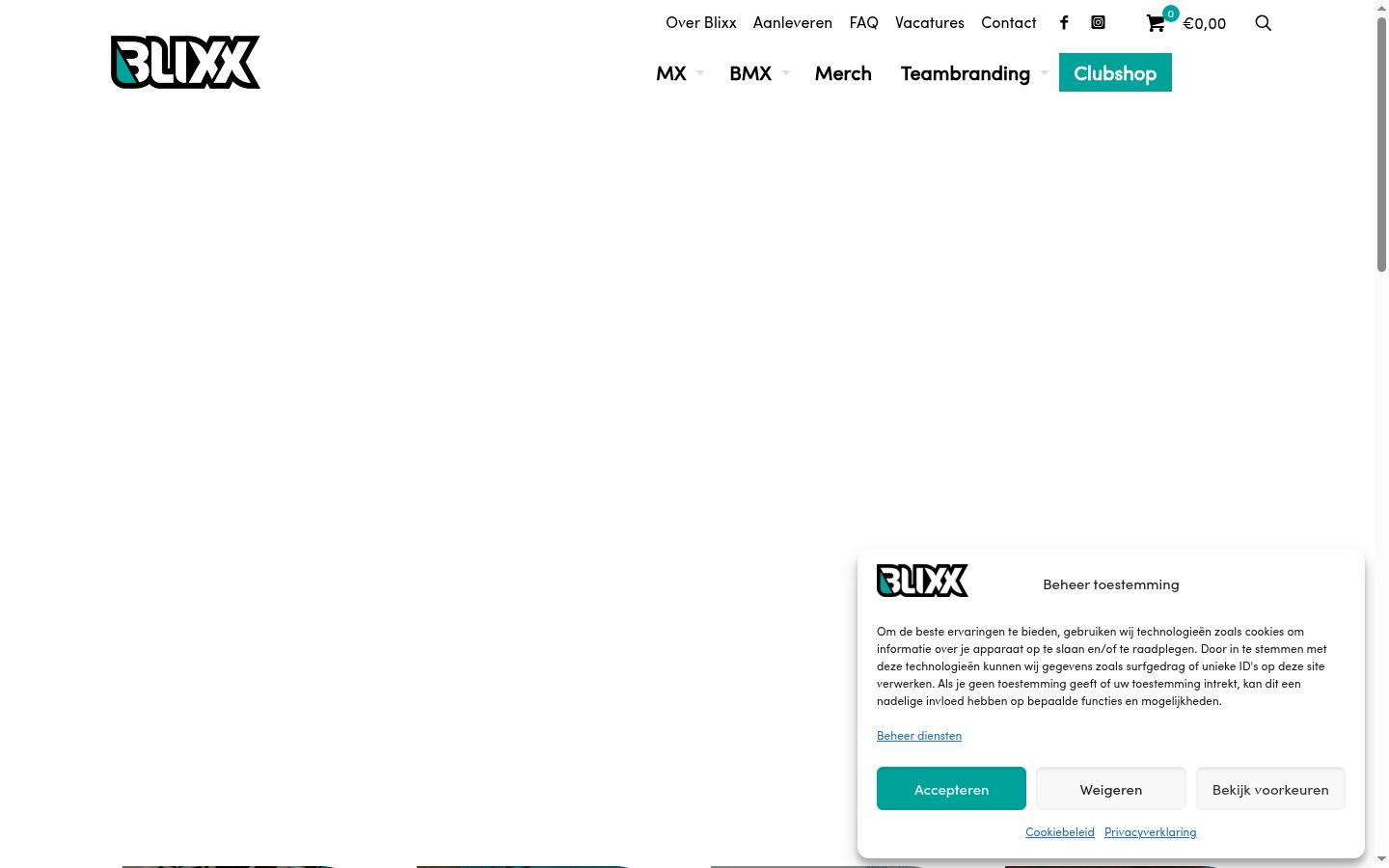 Captura de ecrã do banner de consentimento apresentado antes de qualquer interação