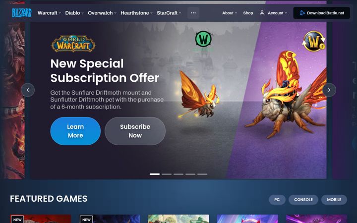 Zrzut ekranu blizzard.com