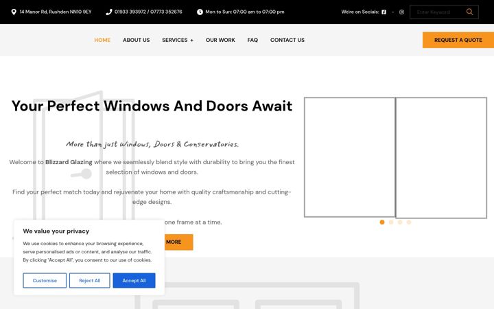 Screenshot of blizzardglazing.co.uk