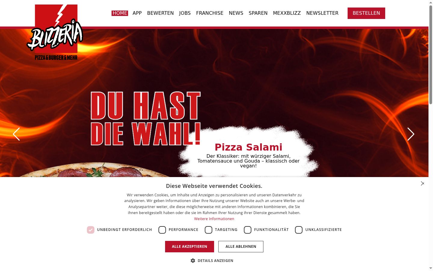 Screenshot des Einwilligungsbanners vor jeglicher Interaktion