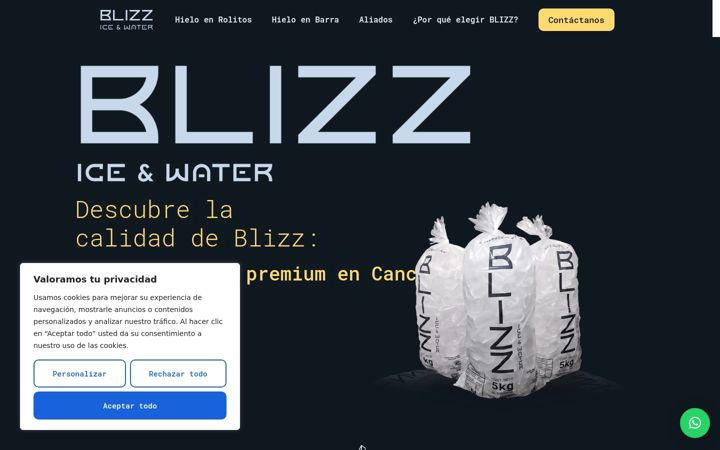 Skärmbild av blizziceandwater.com