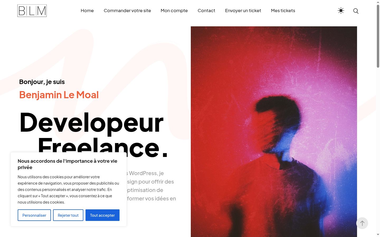 Capture d'écran de la bannière de consentement affichée avant toute interaction