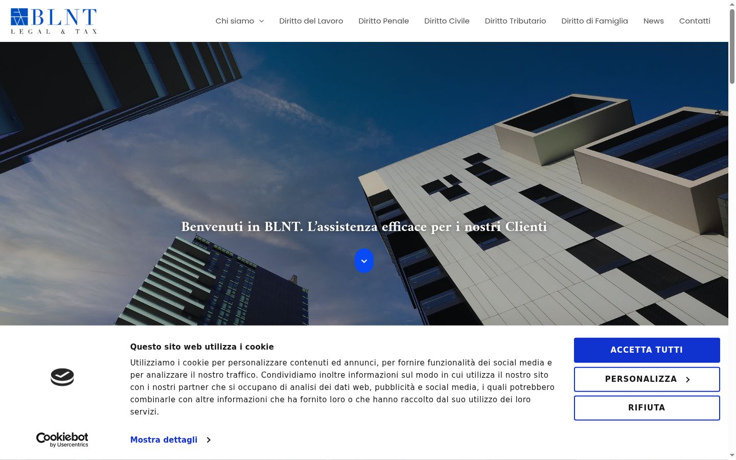 Screenshot del banner di consenso mostrato prima di qualsiasi interazione