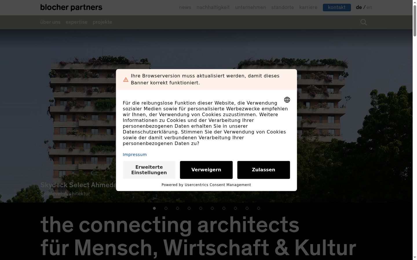 Screenshot del banner di consenso mostrato prima di qualsiasi interazione