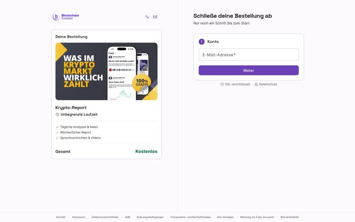 Posnetek zaslona blockchain-investor.de
