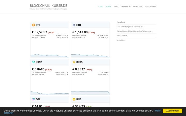 Screenshot of blockchain-kurse.de