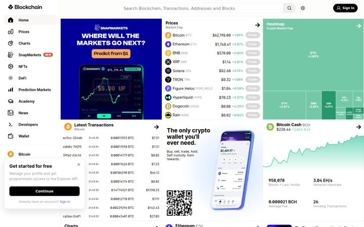 Screenshot von blockchain.info