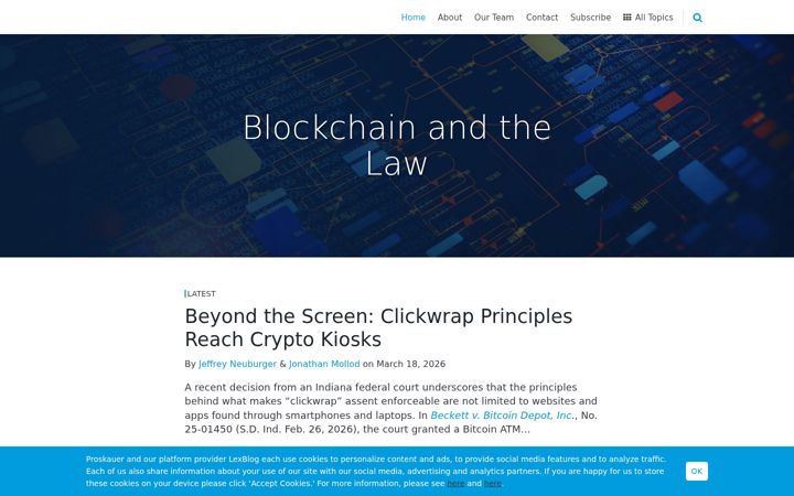 Screenshot of blockchainandthelaw.com