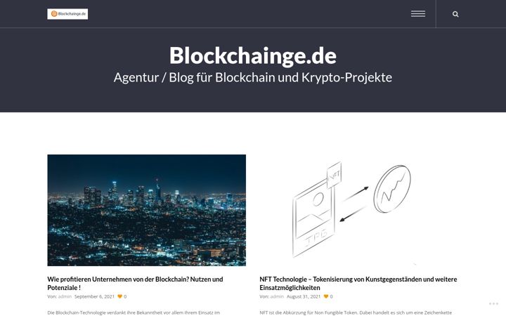 Screenshot of blockchainge.de