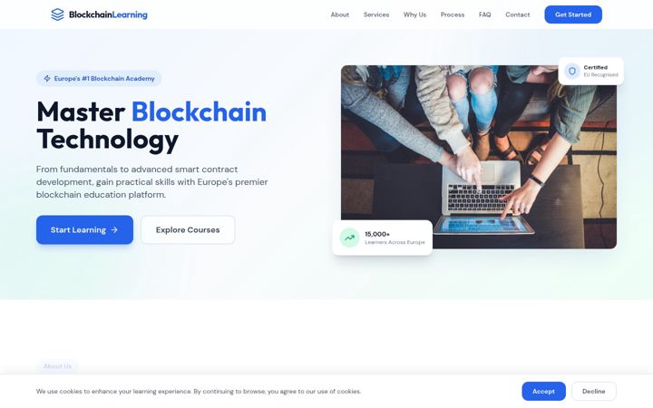 Screenshot of blockchainlearning.eu