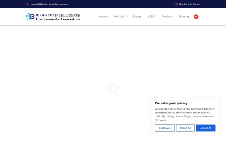 Snímek obrazovky blockchaintelligence.com