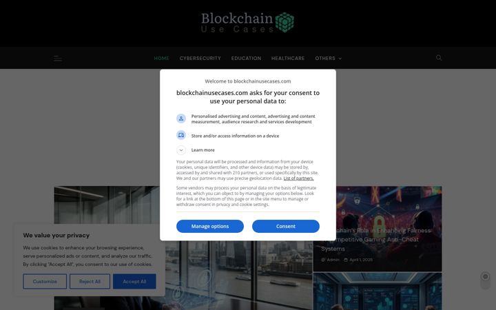 Screenshot of blockchainusecases.com