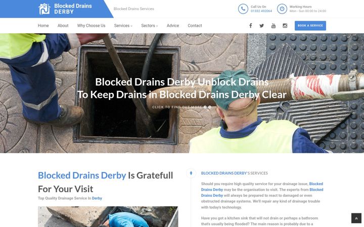 Screenshot van blockeddrains-derby.uk