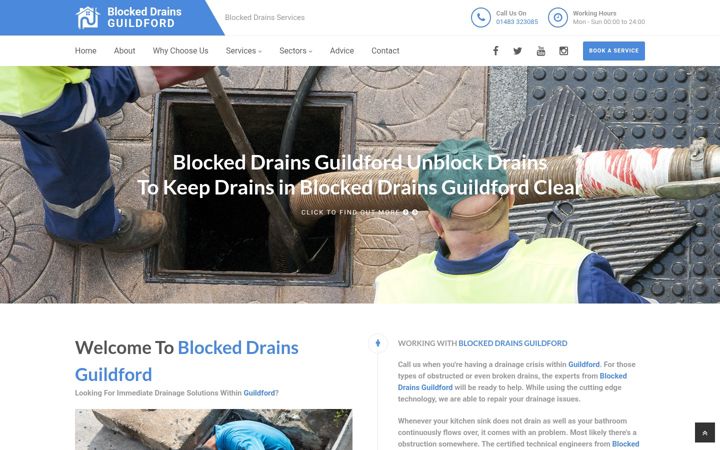 Screenshot of blockeddrains-guildford.uk