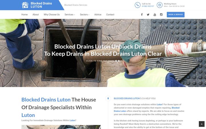 Screenshot ta' blockeddrains-luton.uk
