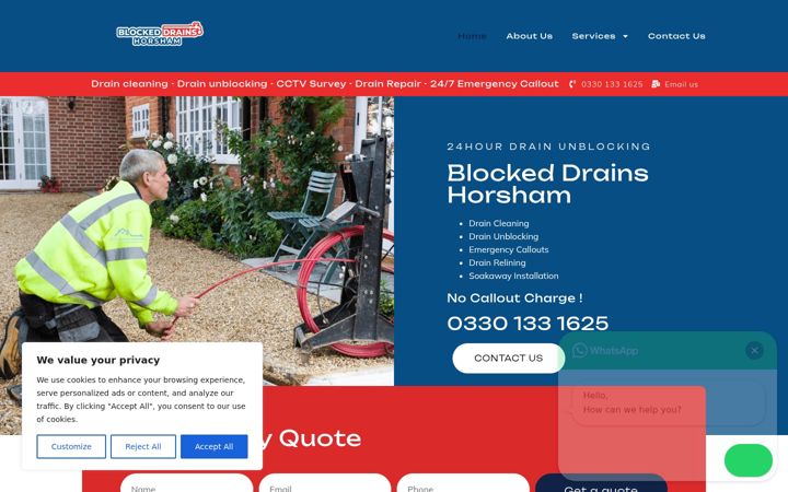 Screenshot of blockeddrainshorsham.co.uk