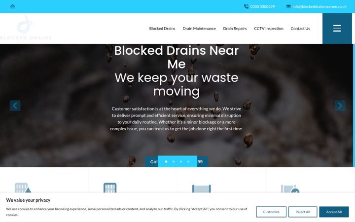 Capture d'écran de blockeddrainsnearme.co.uk