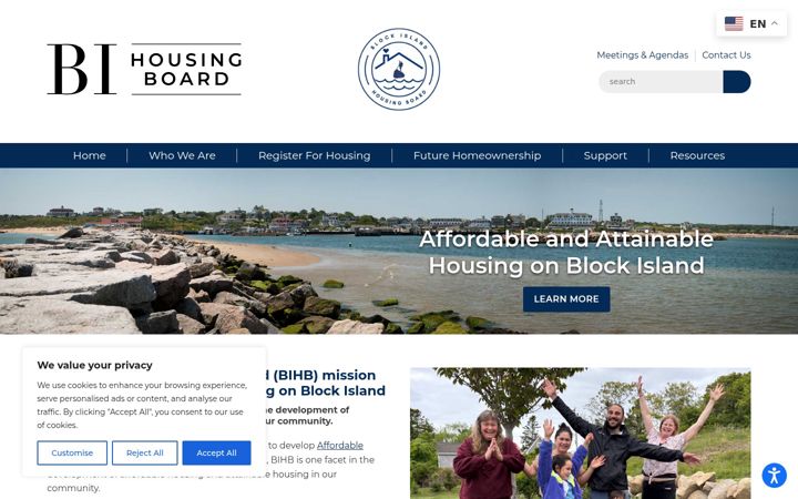 Captura de ecrã de blockislandhousingboard.org