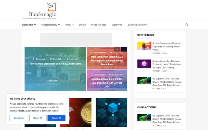 Captură de ecran a blockmagic.in