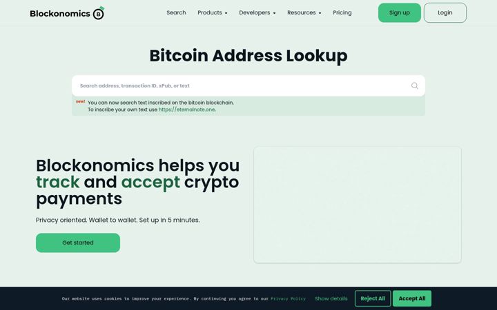 Screenshot of blockonomics.co