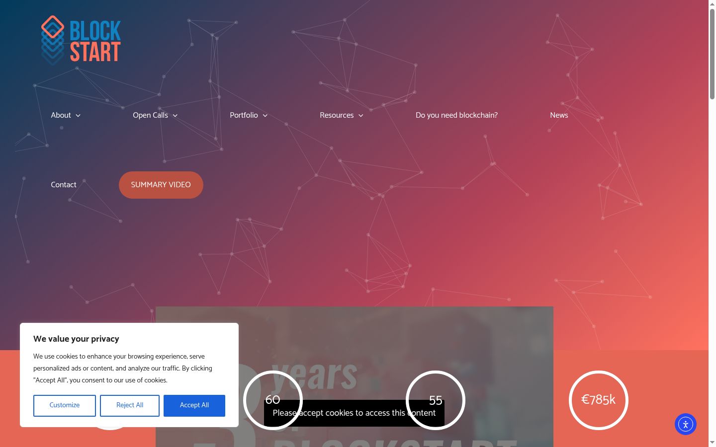Screenshot del banner di consenso mostrato prima di qualsiasi interazione