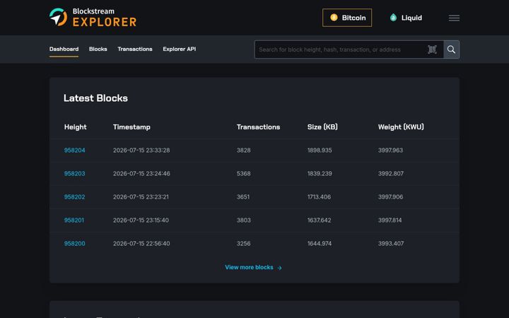 Screenshot of blockstream.info