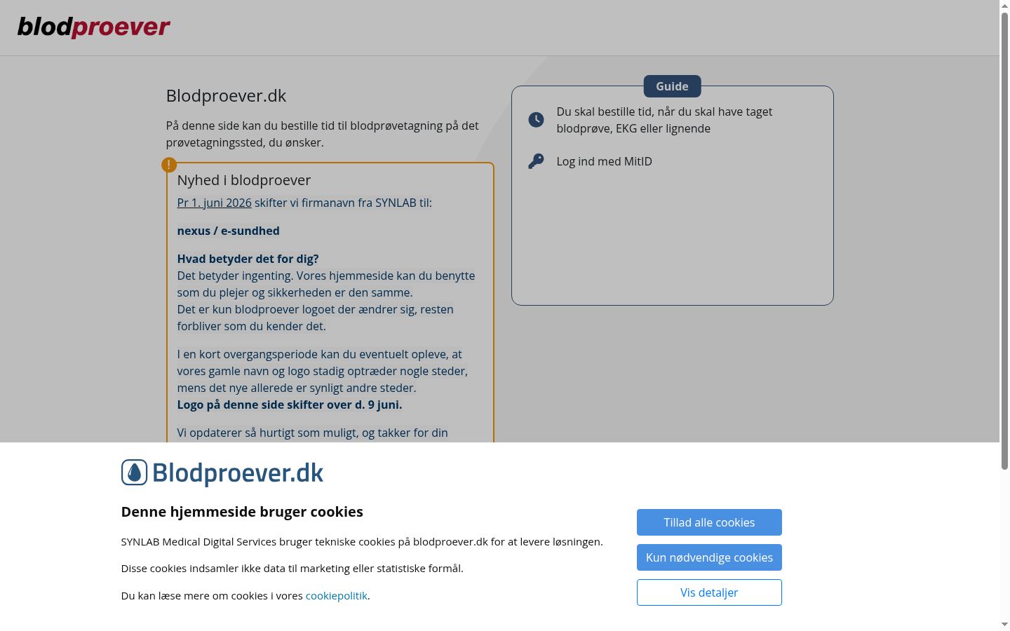 Skärmbild av samtyckesbannern som visades före någon interaktion