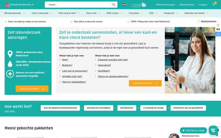 Screenshot of bloedwaardentest.nl