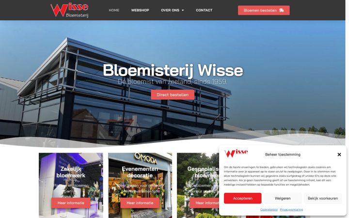 Screenshot of bloemisterijwisse.nl