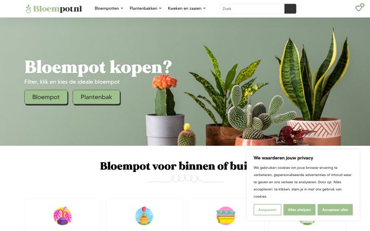 Screenshot di bloempot.nl
