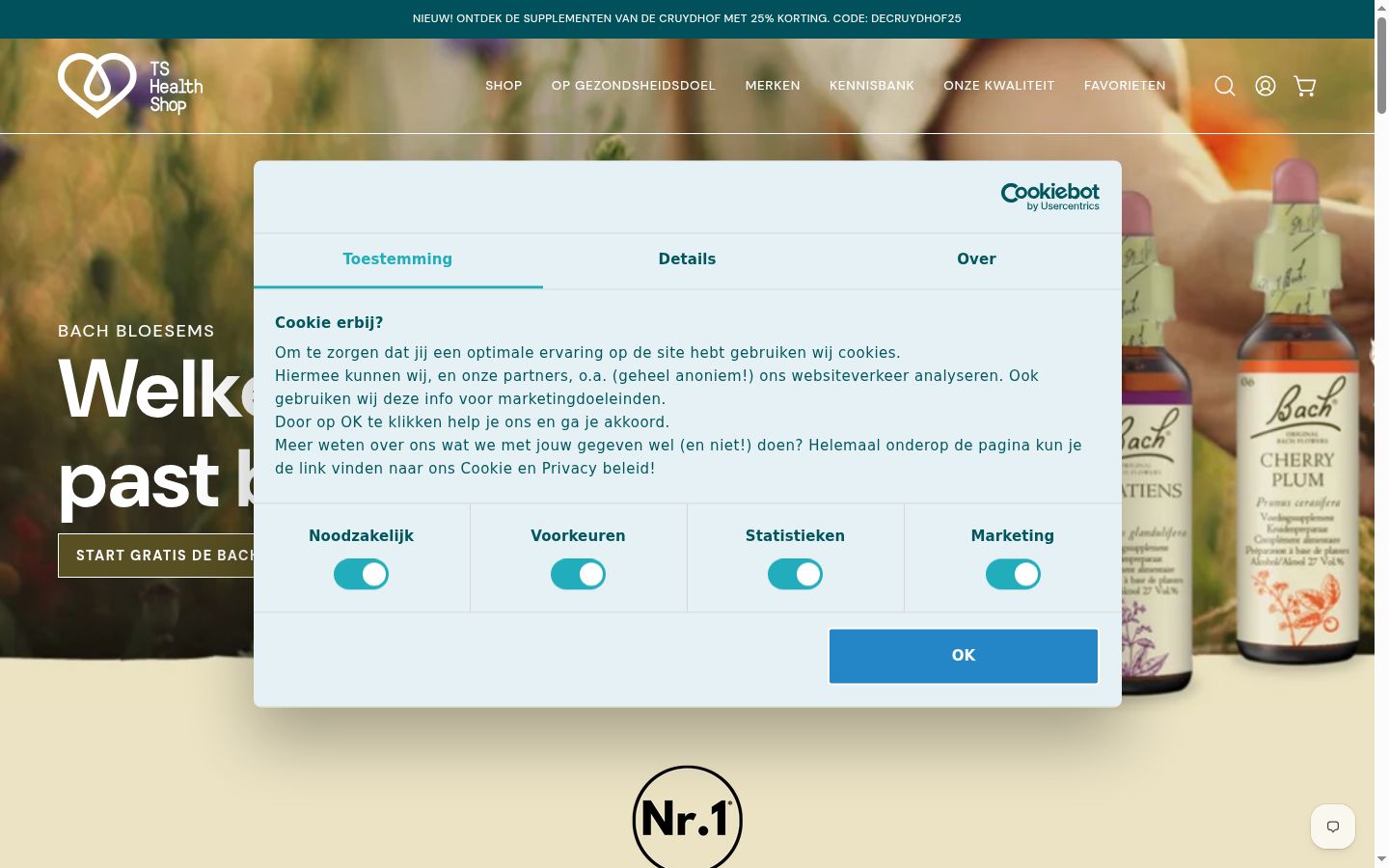 Screenshot del banner di consenso mostrato prima di qualsiasi interazione