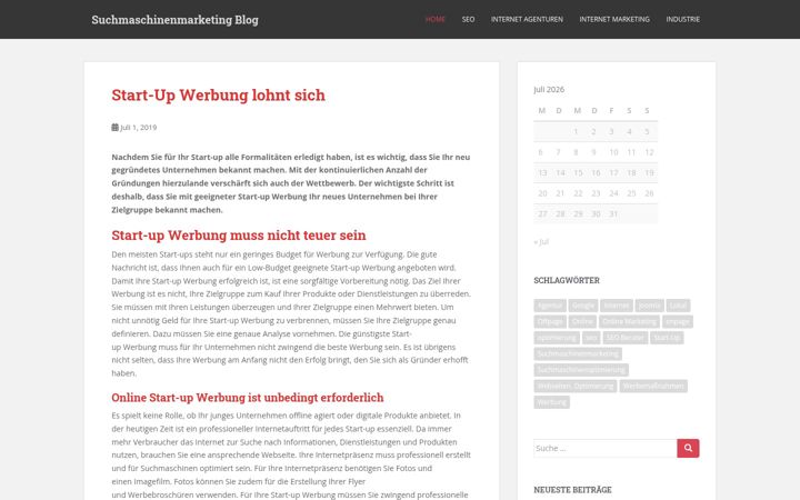 Ekrānuzņēmums no blog-suchmaschinenmarketing.de