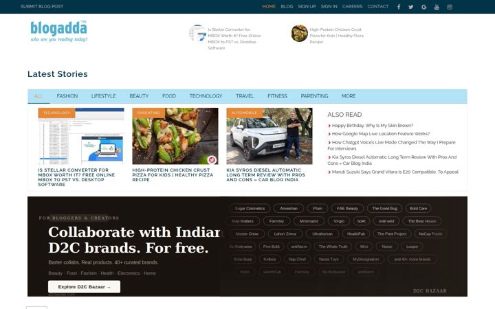 Screenshot of blogadda.com